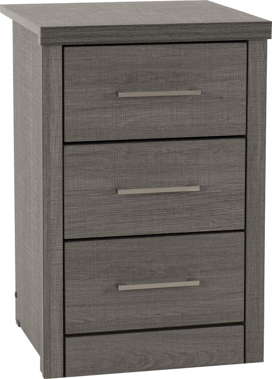 LISBON 3-DRAWER BEDSIDE TABLE - BLACK