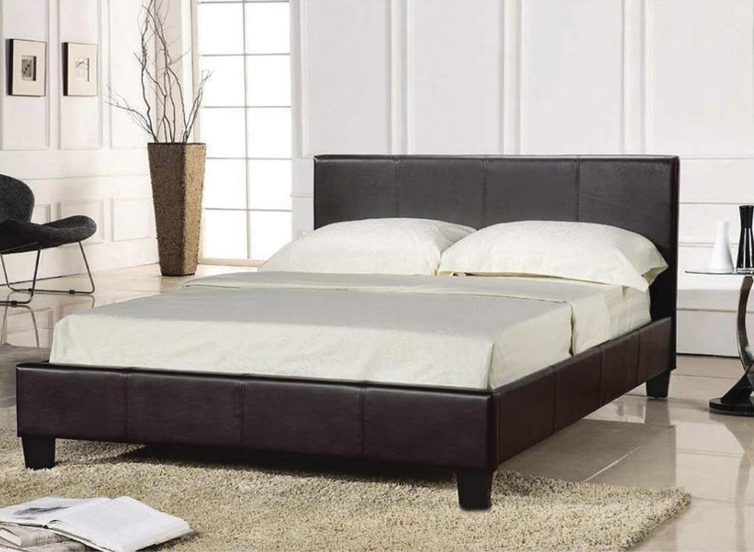 PRADO FAUX LEATHER BED - 4FT6 DOUBLE - BROWN