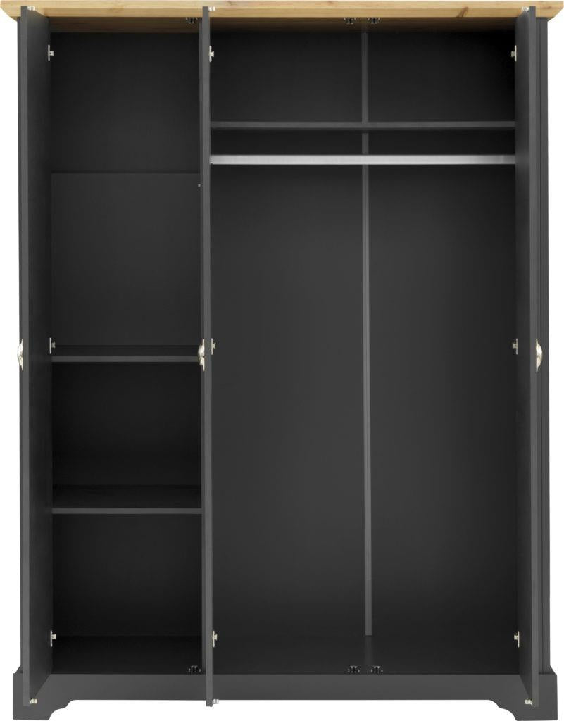 TOLEDO 3 DOOR WARDROBE - GREY/LIGHT OAK