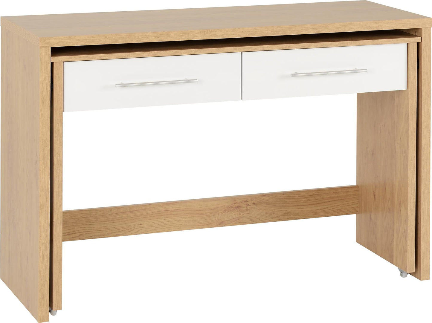 SEVILLE 2 DRAWER SLIDER DESK - WHITE/LIGHT OAK