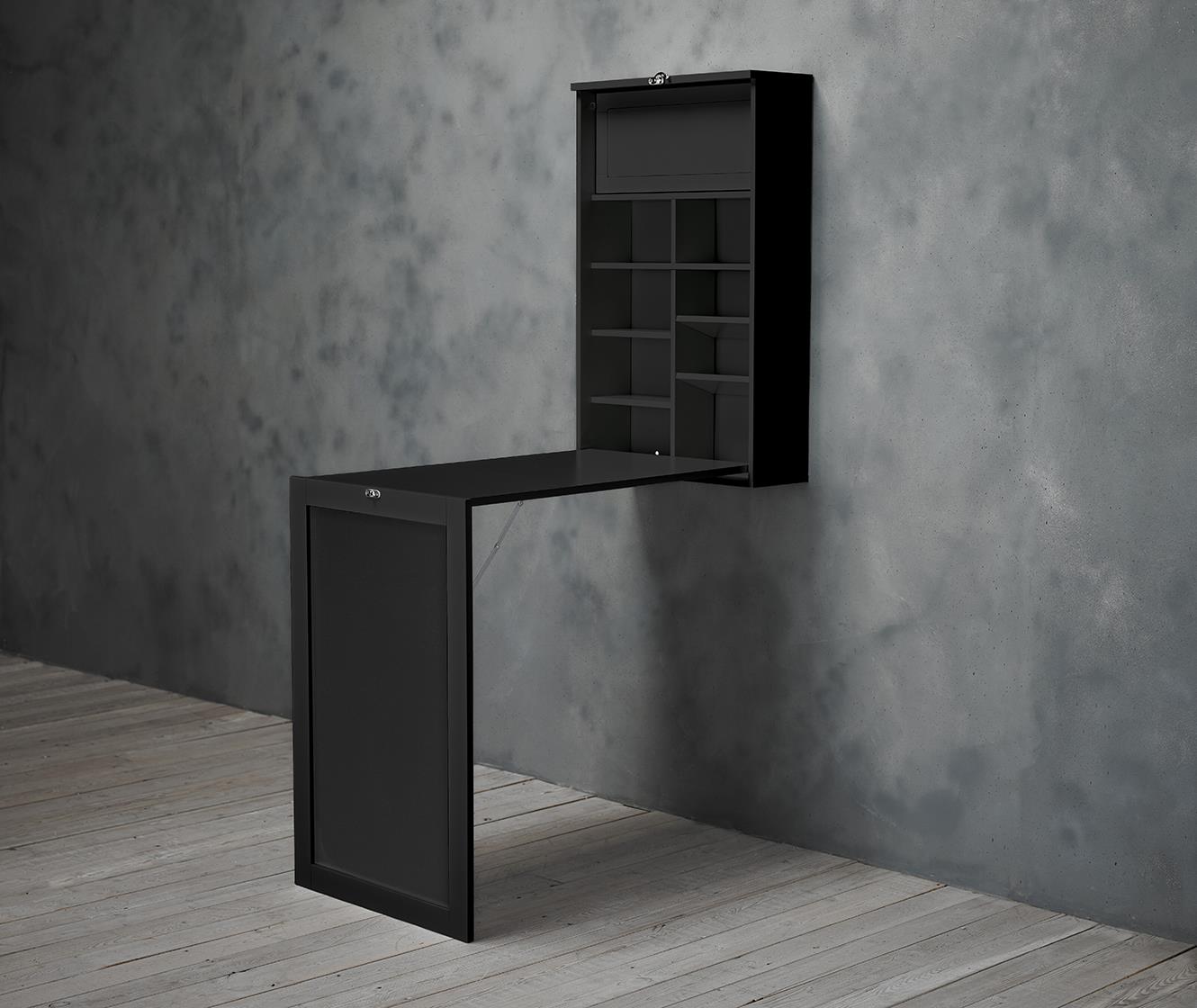 ARLO FOLDAWAY WALL DESK AND TABLE - BLACK