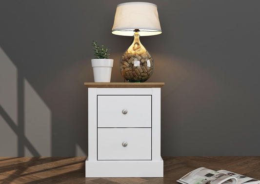 DEVON 2-DRAWER BEDSIDE TABLE - WHITE