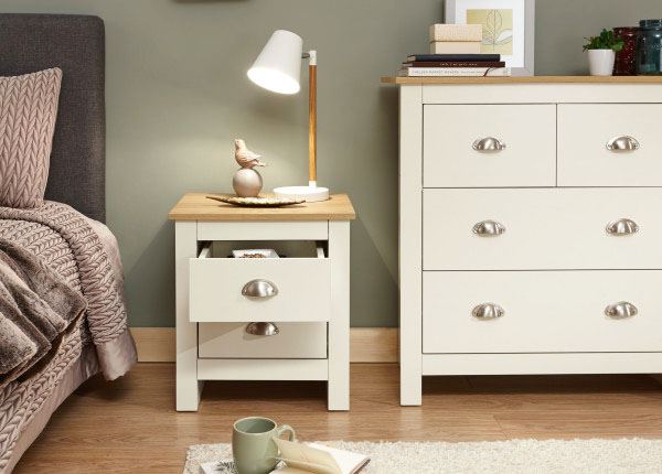 LANCASTER 2-DRAWER BEDSIDE TABLE - CREAM