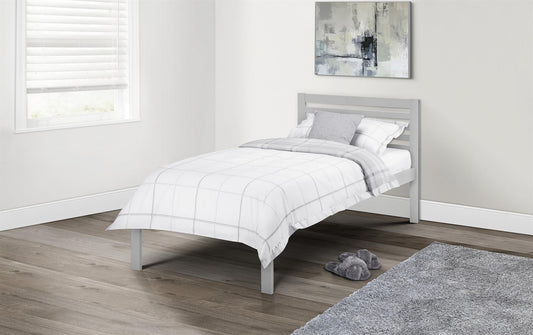 SLOCUM WOODEN BED - 3FT SINGLE - LIGHT GREY