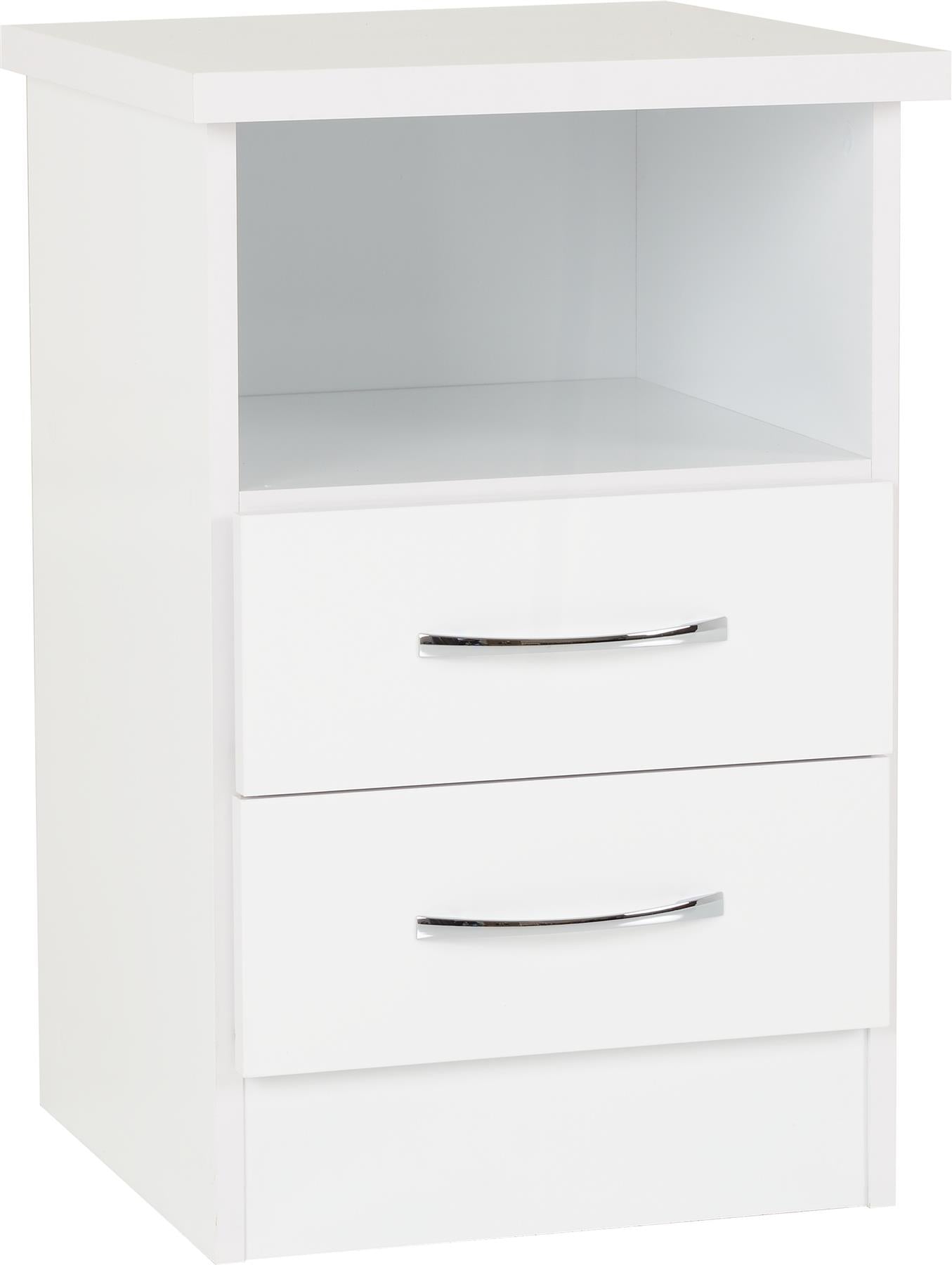 NEVADA 2-DRAWER BEDSIDE TABLE - WHITE