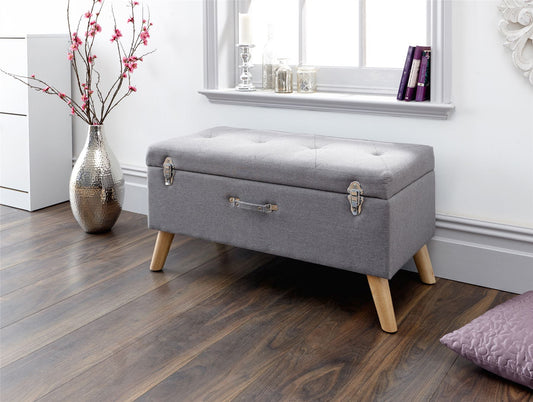 MINSTREL OTTOMAN STORAGE BENCH - GREY