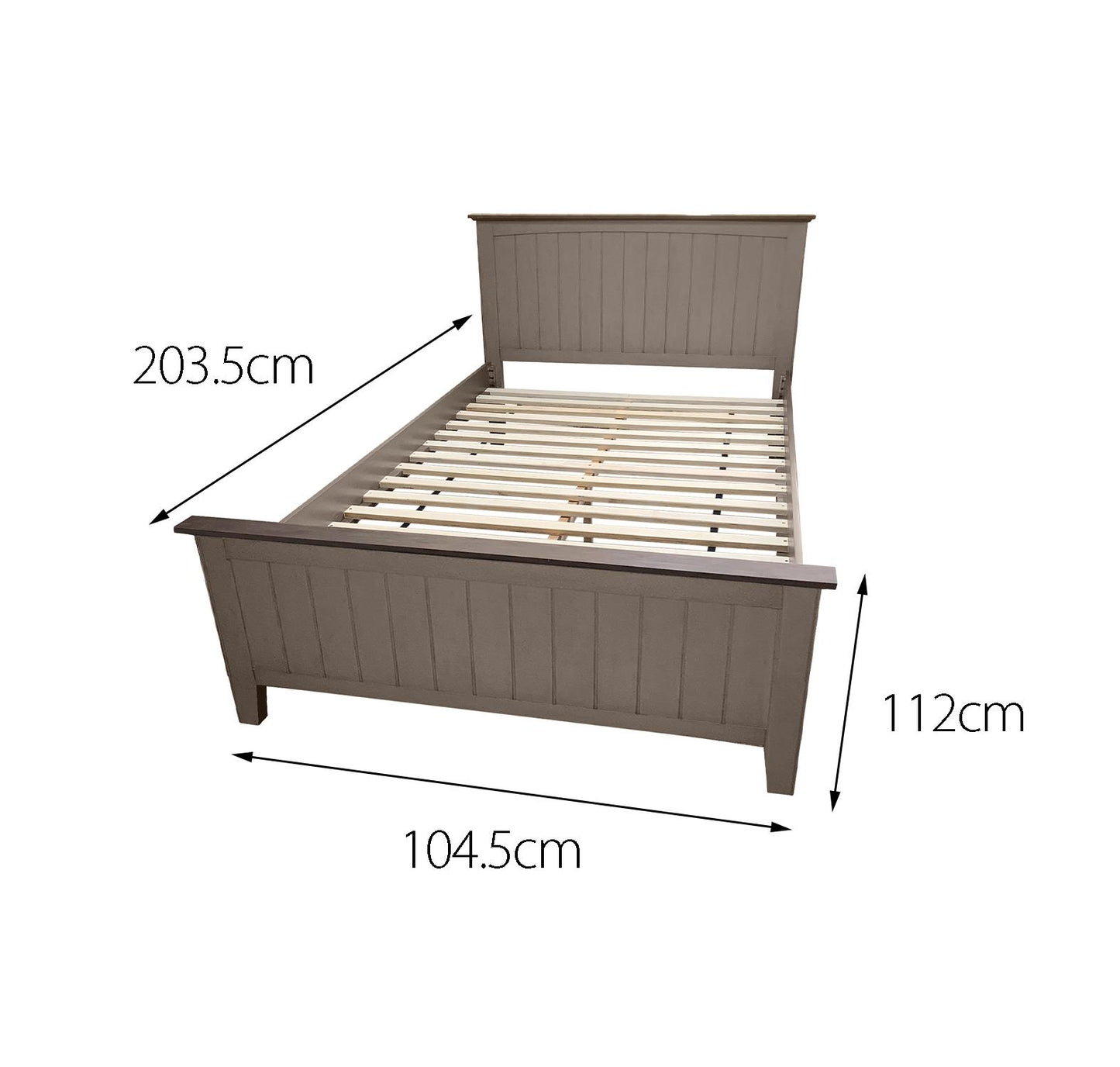 JOSLYN WOODEN BED - 3FT SINGLE - GUNMETAL GREY