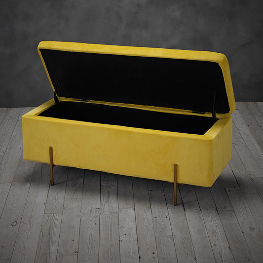 LOLA OTTOMAN STORAGE BENCH - MUSTARD