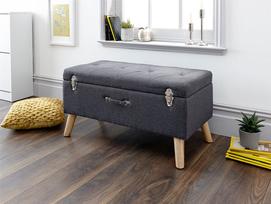 MINSTREL OTTOMAN STORAGE BENCH - CHARCOAL