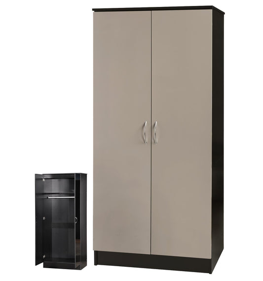 ALPHA 2 DOOR DOUBLE WARDROBE - LUXE STONE GREY/BLACK