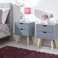 PAIR OF NYBORG 2-DRAWER BEDSIDE TABLES - DARK GREY