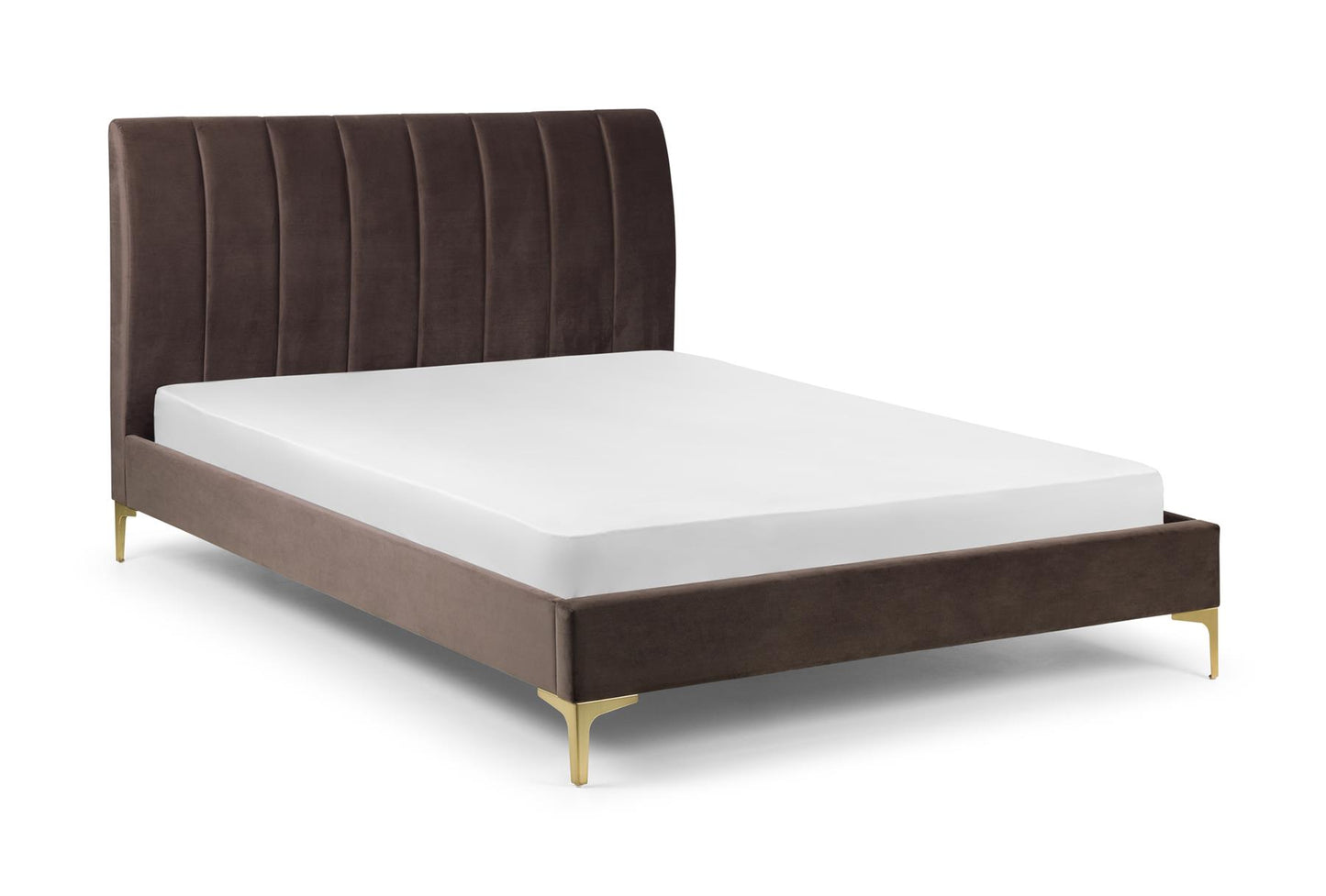 DECO VELVET BED - 4FT6" DOUBLE - TRUFFLE VELVET/BRUSHED GOLD