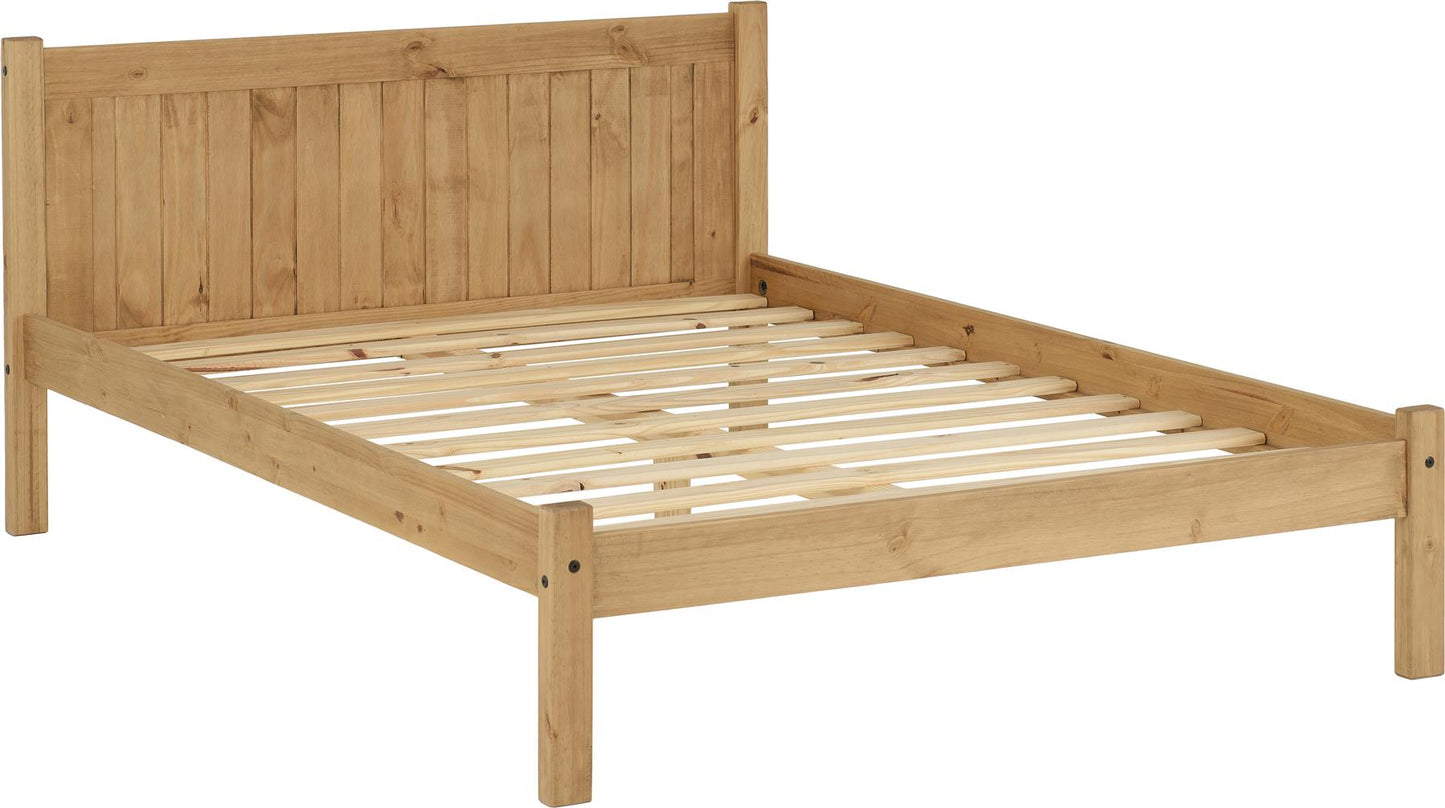 MAYA WOODEN BED - 4FT SMALL DOUBLE - DISTRESSED WAXED PINE