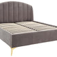 PETTINE VELVET END LIFT OTTOMAN BED - 5FT KING SIZE - GREY