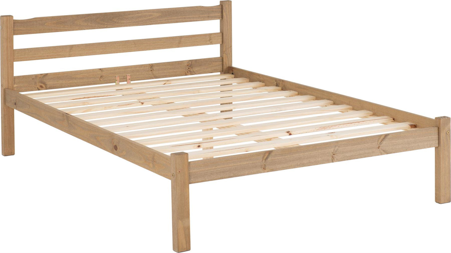 PANAMA WOODEN BED - 4FT6 DOUBLE - NATURAL WAX