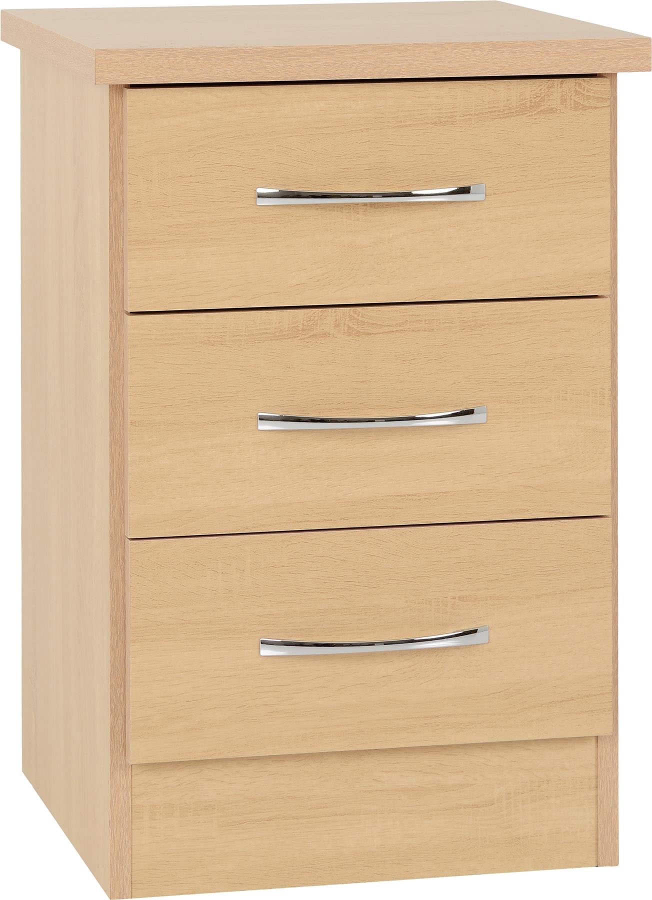 NEVADA 3-DRAWER BEDSIDE TABLE - SONOMA OAK