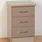 NEVADA 3-DRAWER BEDSIDE TABLE - OYSTER/LIGHT OAK