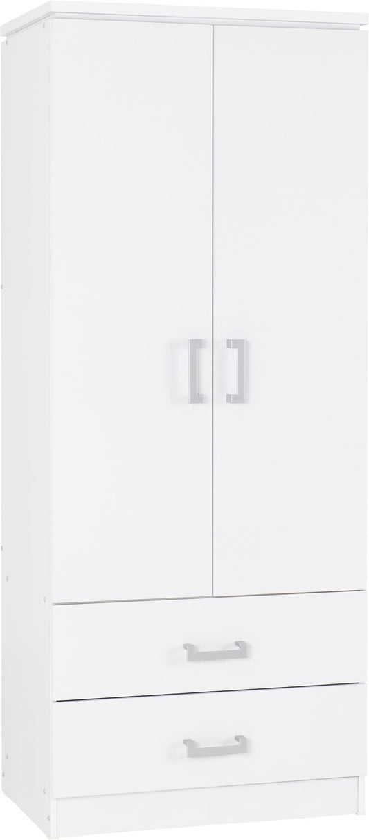 CHARLES 2 DOOR 2 DRAWER WARDROBE - WHITE