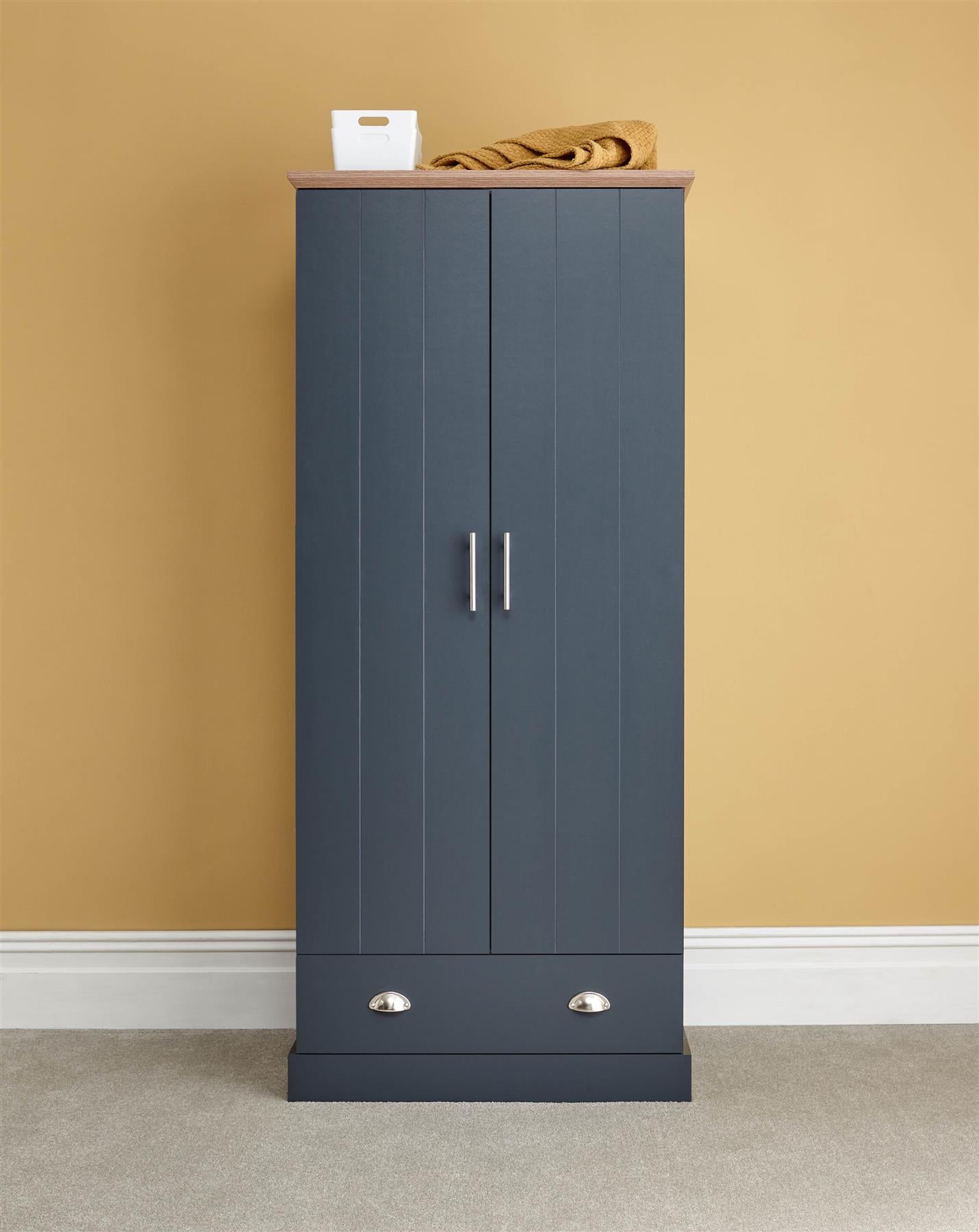 KENDAL 2 DOOR 1 DRAWER WARDROBE - SLATE BLUE