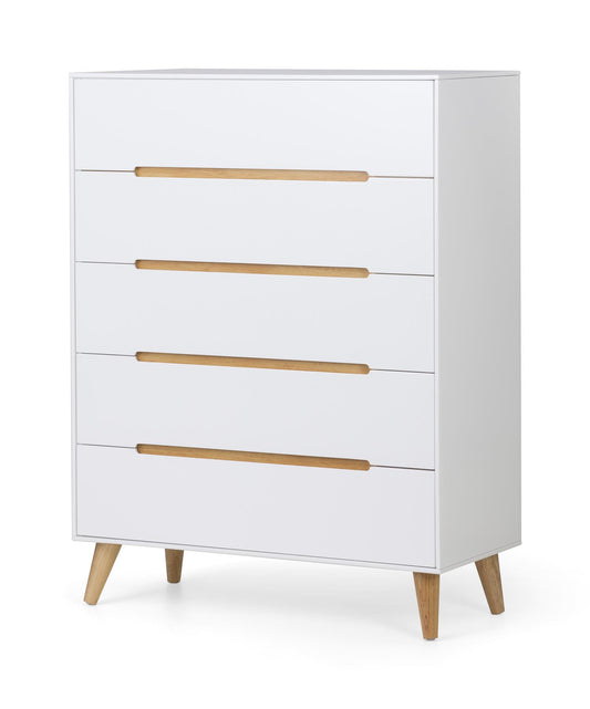 ALICIA 5 DRAWER CHEST - WHITE