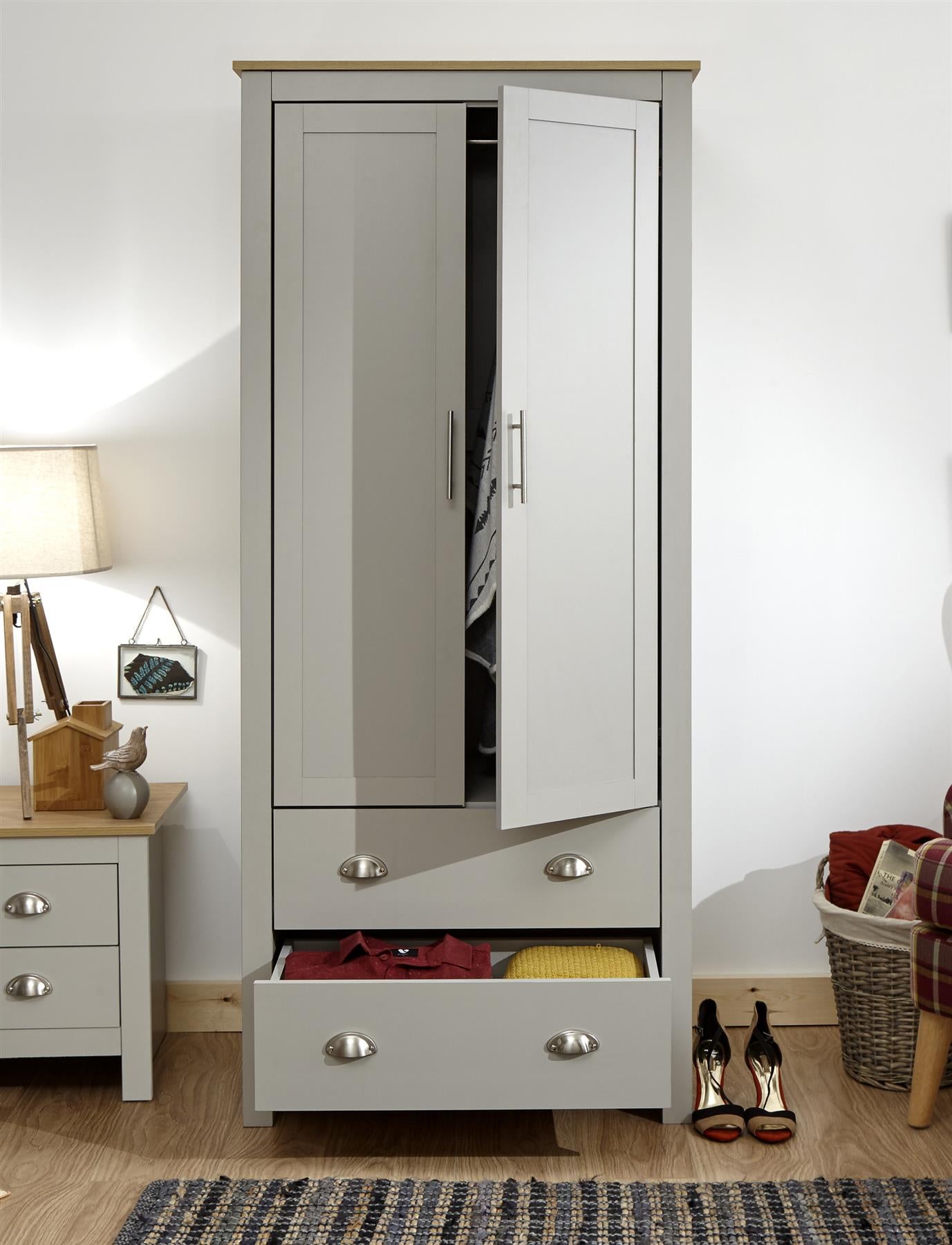 LANCASTER 2 DOOR WARDROBE - GREY