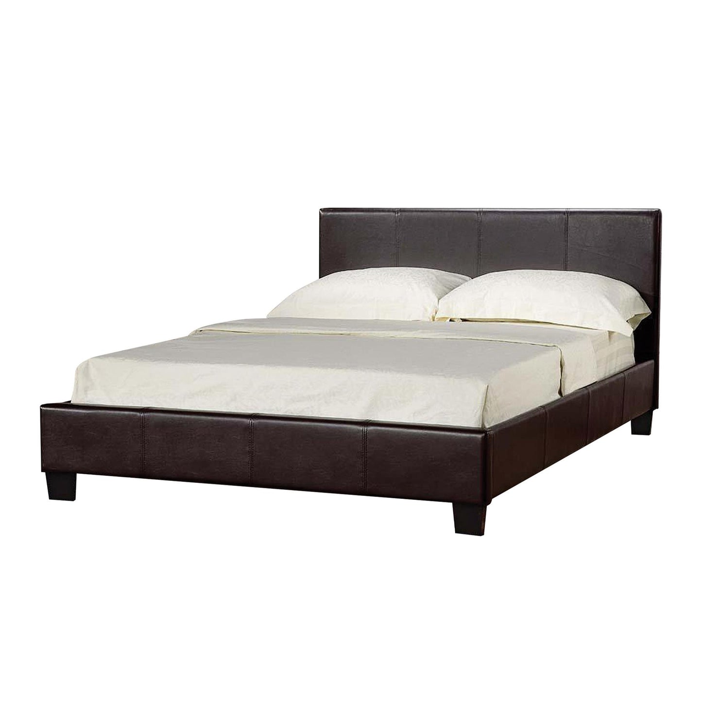 PRADO FAUX LEATHER BED - 4FT6 DOUBLE - BROWN