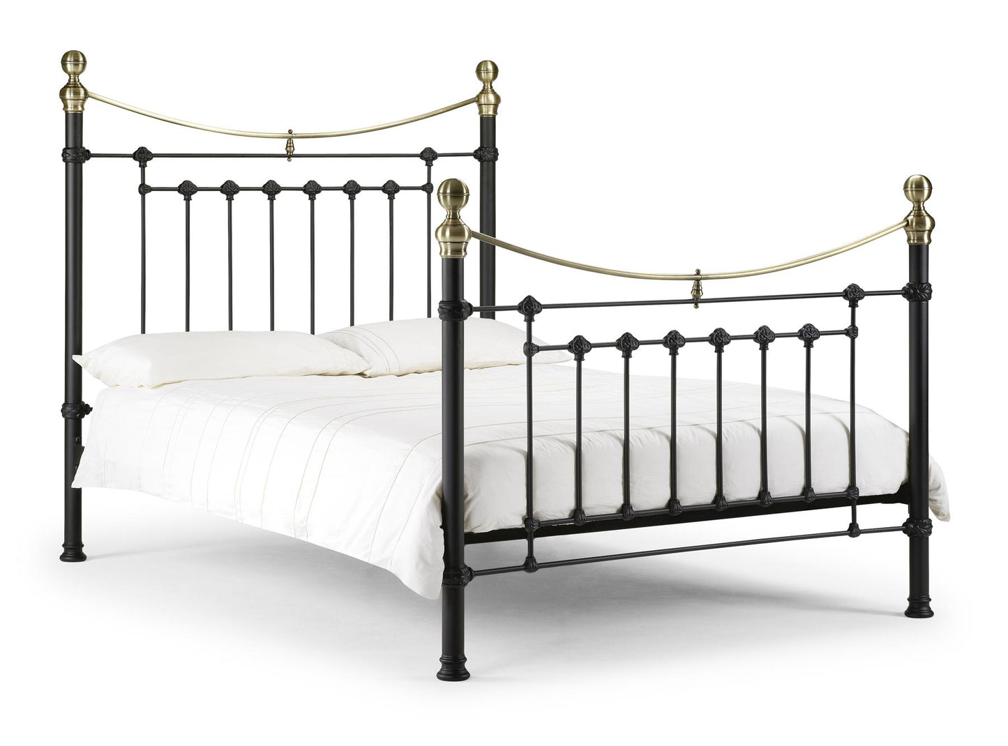 VICTORIA METAL BED - 5FT KING SIZE - SATIN BLACK & BRASS