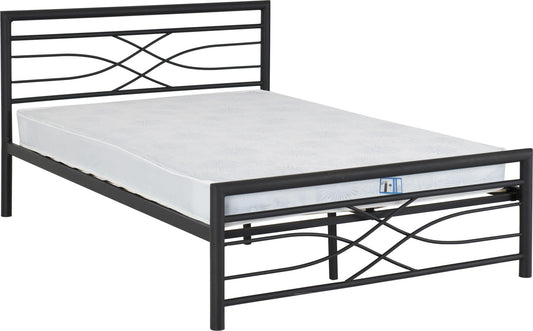 KELLY METAL BED - 4FT6 DOUBLE - BLACK