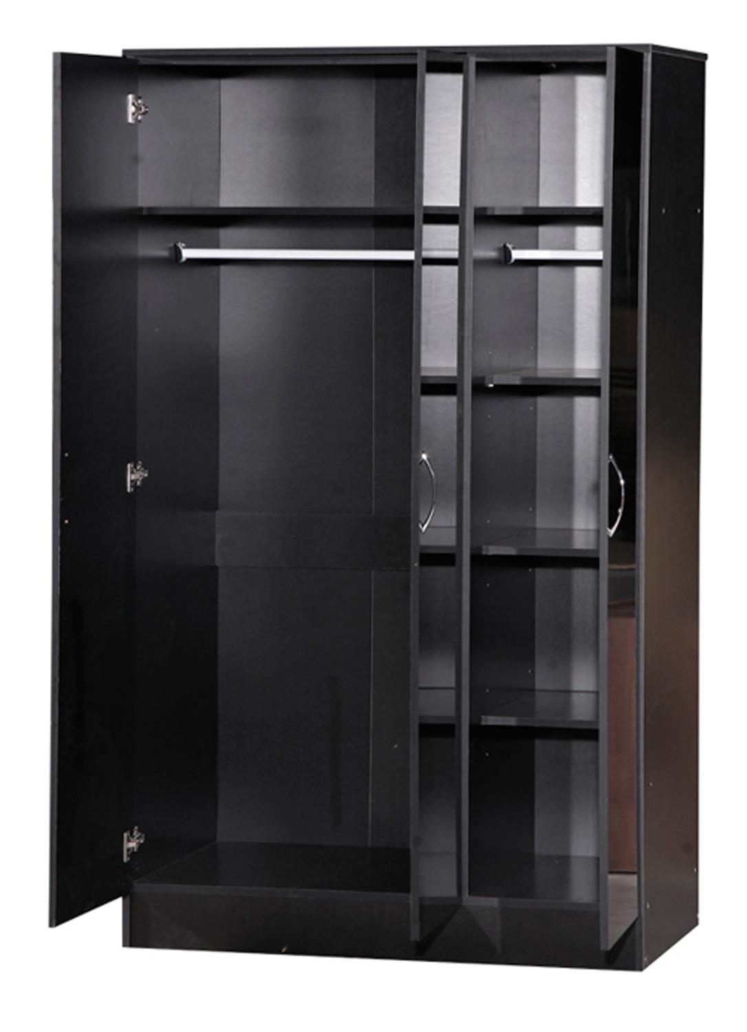 ALPHA 3 DOOR TRIPLE WARDROBE - BLACK