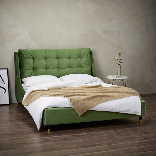 SLOANE VELVET BED - 5FT KING SIZE - GREEN