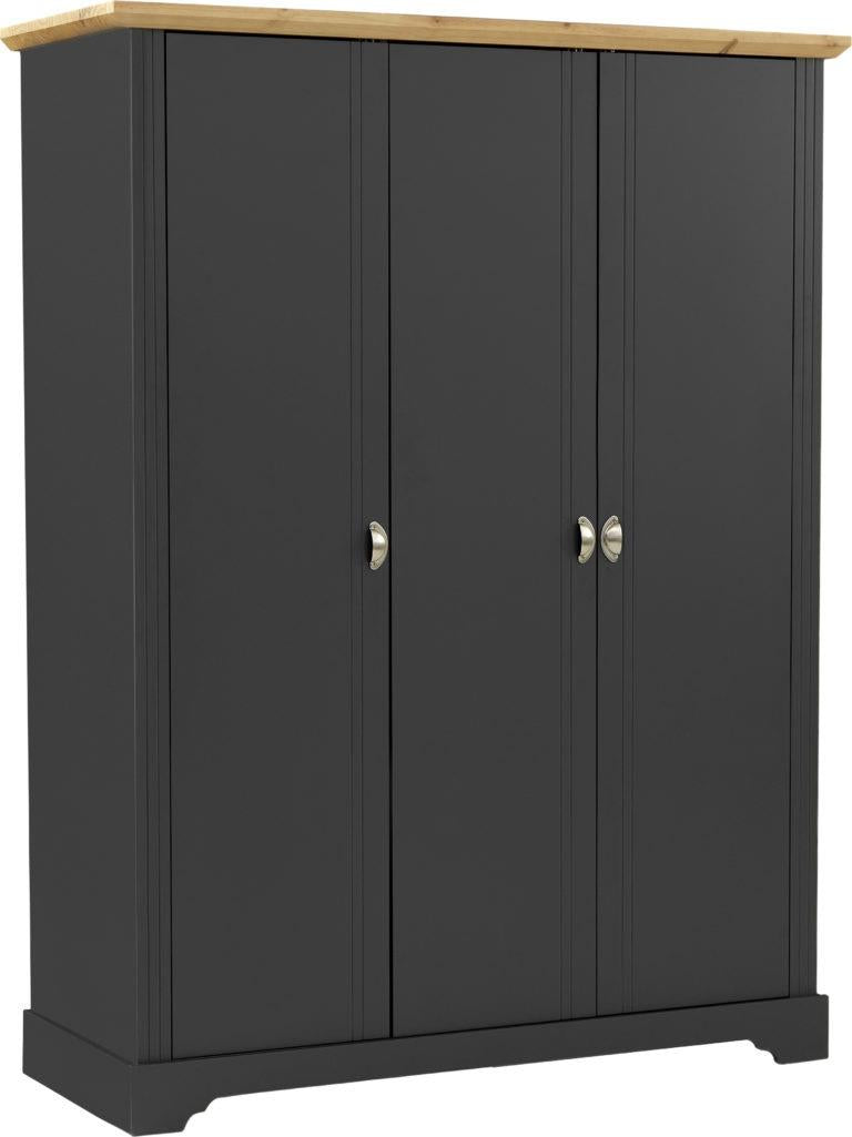 TOLEDO 3 DOOR WARDROBE - GREY/LIGHT OAK