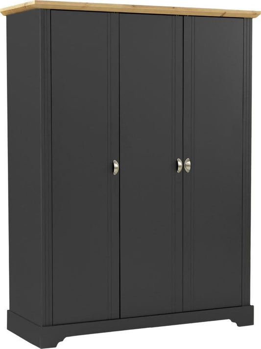 TOLEDO 3 DOOR WARDROBE - GREY/LIGHT OAK