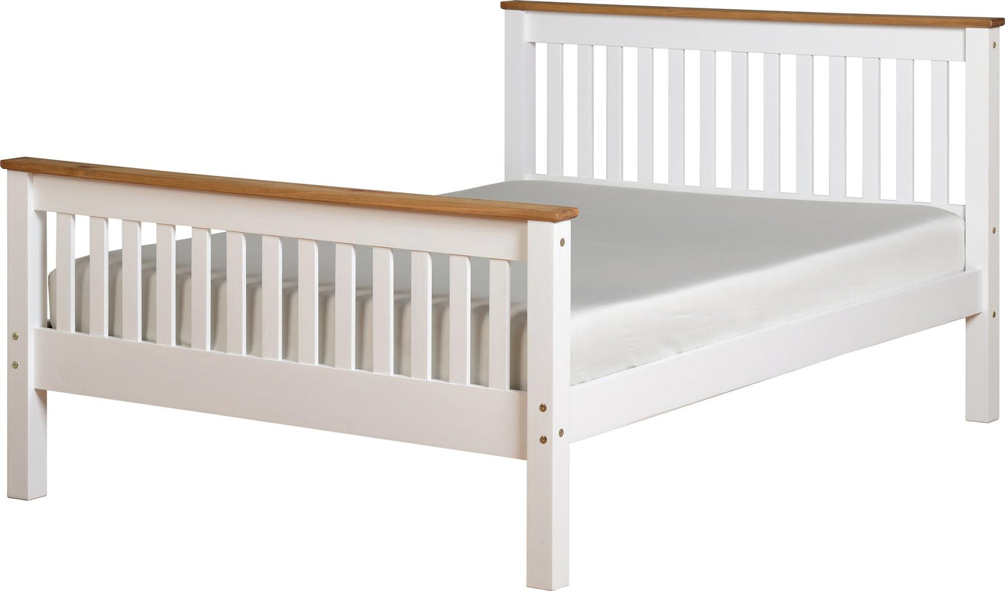 MONACO WOODEN HIGHFOOT END BED - 4FT SMALL DOUBLE - WHITE