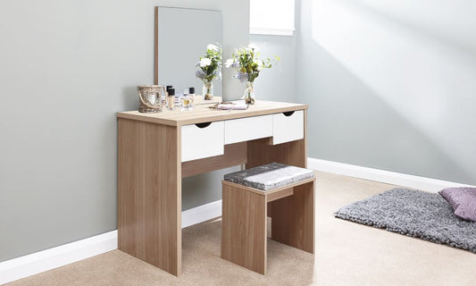 ELIZABETH DRESSING TABLE SET - OAK/WHITE