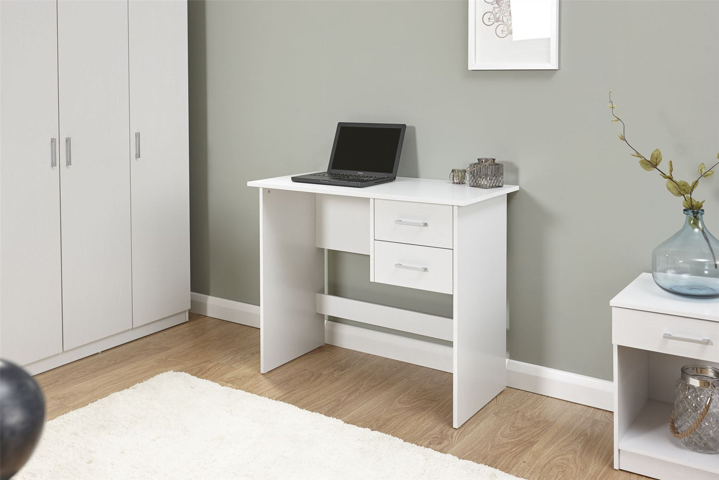 PANAMA 2 DRAWER DESK - WHITE