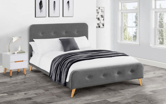 ASTRID LINEN FABRIC BED - 5FT KING SIZE - GREY